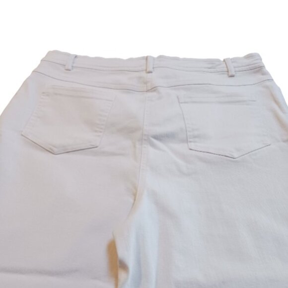 Mode de Vie Womens White Cropped Jeans Sz 12 Split Hem Stretch Denim Pants - Picture 7 of 14
